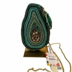 Handcrafted in India Beaded Avocado Crossbody Purse